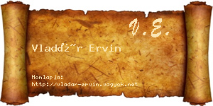 Vladár Ervin névjegykártya